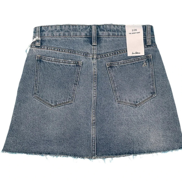 Sam Edelman The Jenny Denim Jean Mini Skirt Raw Hem Size 2/26 - Picture 2 of 7